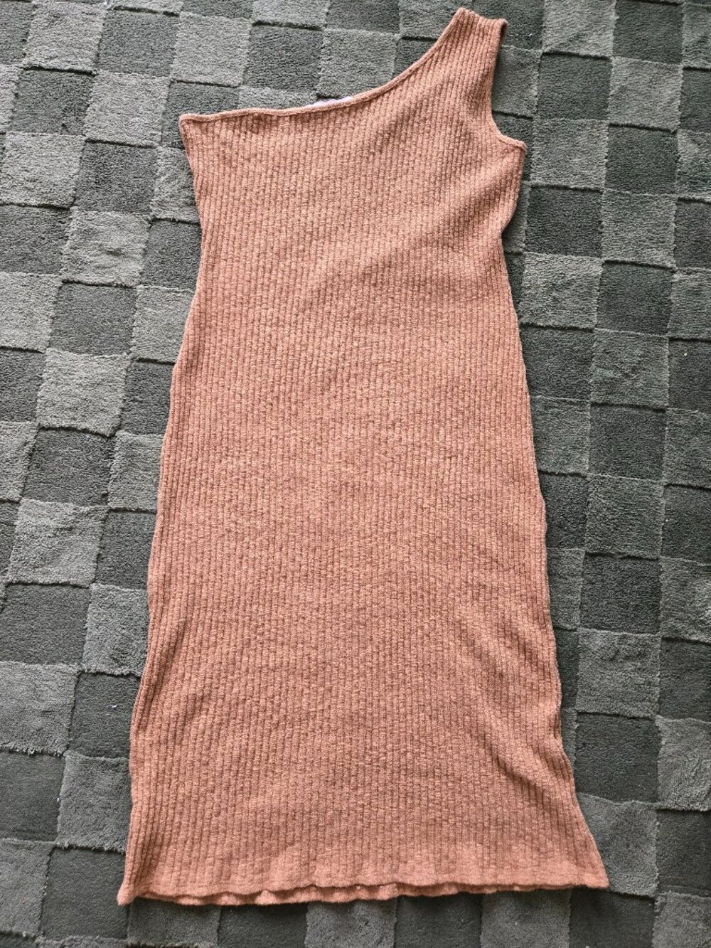 Lisa Says Gah Paola One-Shoulder Knit Dress in Camel - Size 2X